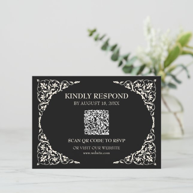 Onyx Black QR RSVP Card (Standing Front)