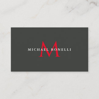 Onyx Black Red Monogram Modern Minimalist Enclosure Card