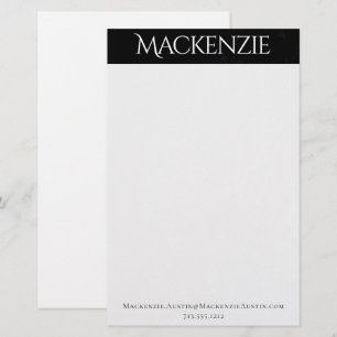 Onyx Black Velvet   Chalkboard Grunge Monogram Stationery