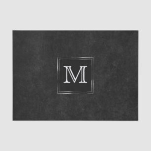 Onyx Black Velvet   Chalkboard Grunge Monogram Tissue Paper