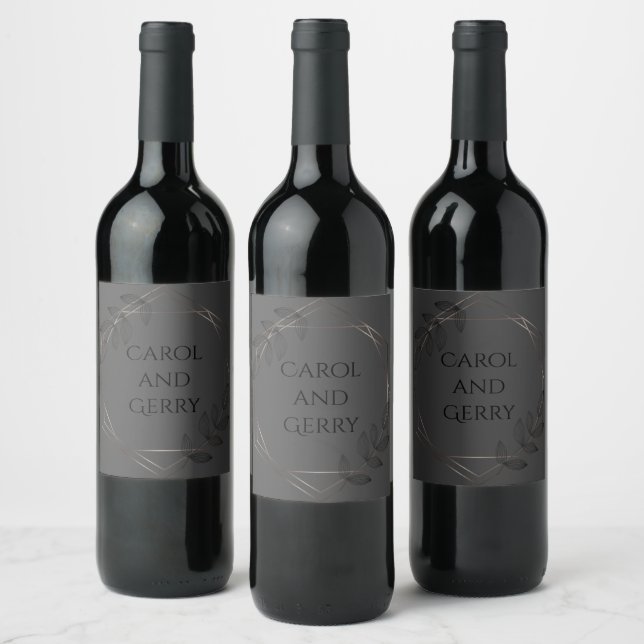 Onyx Black Velvet | Chalkboard Grunge Monogram  Wine Label (Bottles)