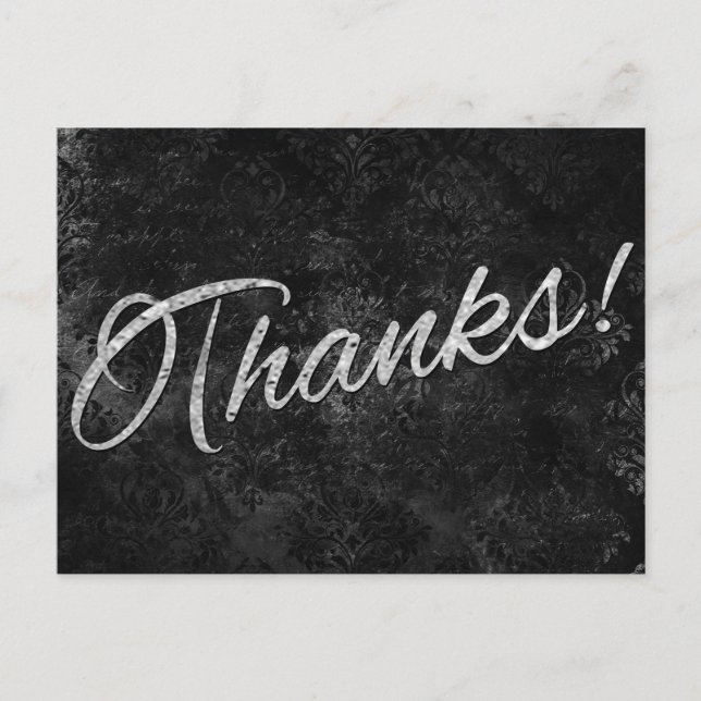 Onyx Black Velvet | Chalkboard Grunge Thank You Postcard (Front)