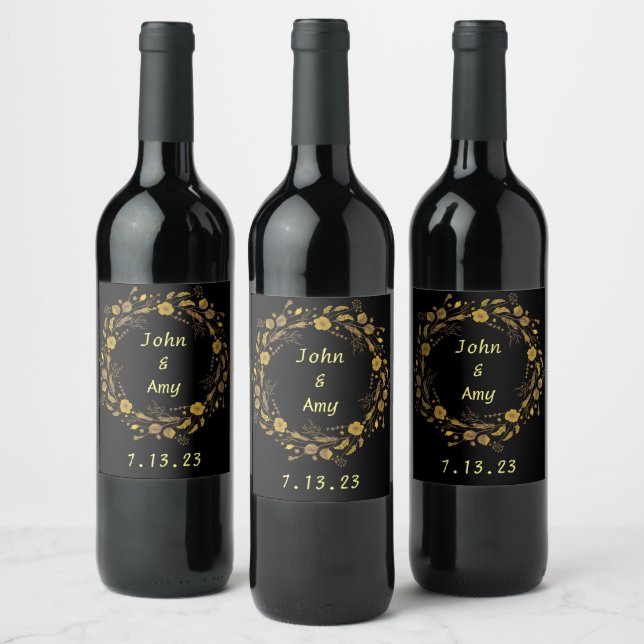 Onyx Black Velvet | Chalkboard Grunge Vintage Wine Label (Bottles)