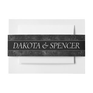 Onyx Black Velvet   Classic Grunge Custom Wedding Invitation Belly Band