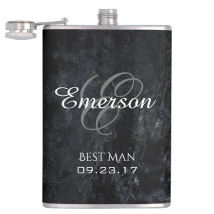 Onyx Black Velvet   Grunge Bridal Party Keepsake Hip Flask