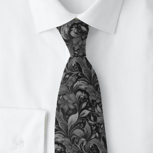 Onyx Botanical Batik Tie