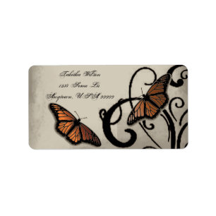 Onyx Butterfly Swirl Address Label