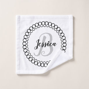 Onyx Decorative Circle Monogram Bath Towel Set