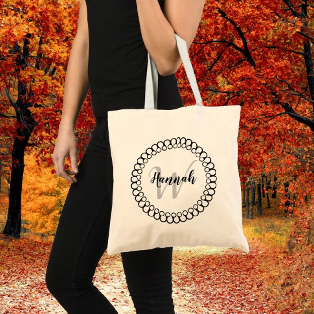 Onyx Decorative Circle Personalize Monogram Tote (Onyx Decorative Circle Personalize Monogram Tote Bag)