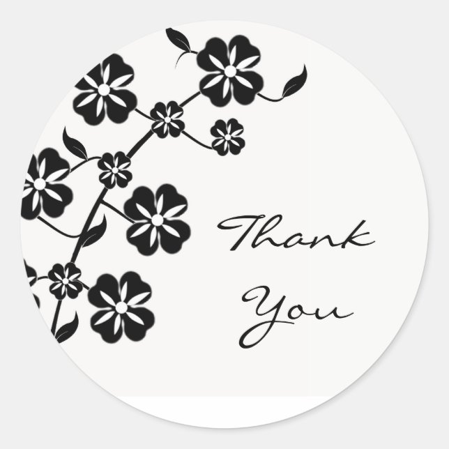Onyx Floral Burst Thank You Sticker (Front)