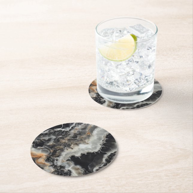 Onyx Gem Natural Pattern Round Paper Coaster (Insitu)