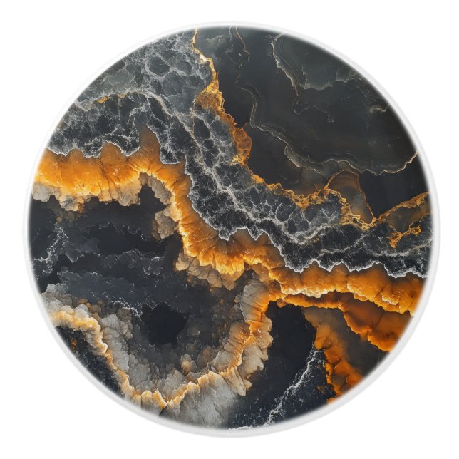 Onyx Gemstone Nature Pattern Ceramic Knob (Front)