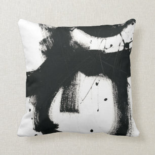 Onyx Gesture - Black Paint Strokes Cushion