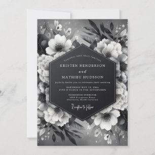 Onyx Luminous Flora Wedding Invitation