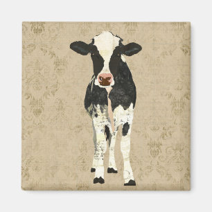Onyx & Pearl Cow Magnet