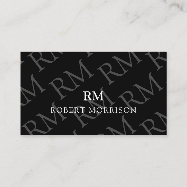 Onyx Professional Masculine Elegant Monogram Business Card (Front)