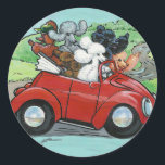 Oodles of Poodles in Vintage Convertible Stickers<br><div class="desc">Great for invitations,  Christmas cards,  etc. You may customise with your own  text in colours and fonts of your choice. If you need help with anything or to custom order,  contact Greer at greerdesign@aol.</div>