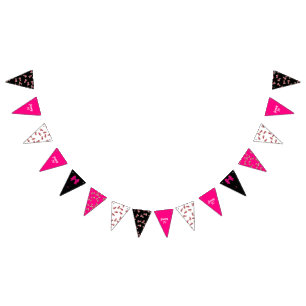 Oodles Of Poodles (Pink on Black) Party Bunting