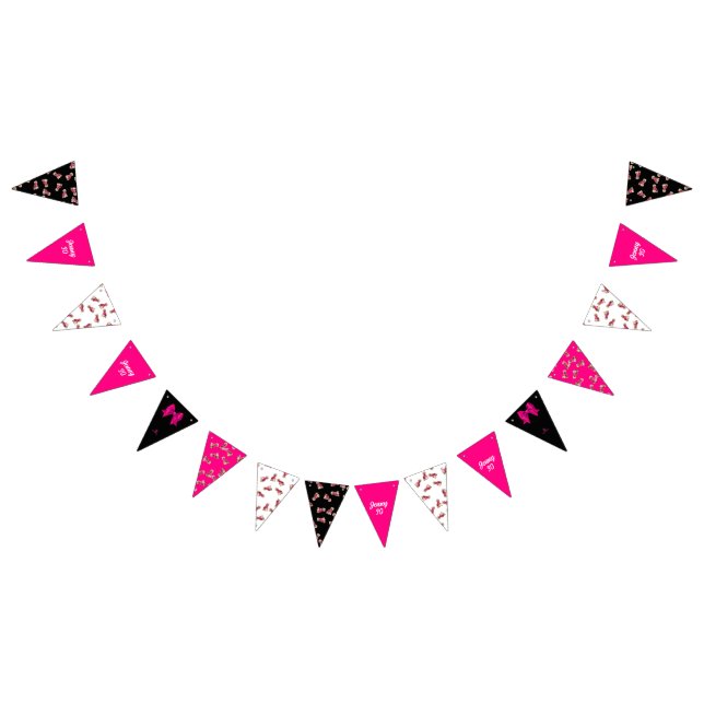 Oodles Of Poodles (Pink on Black) Party Bunting (All)
