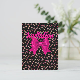 Oodles Of Poodles (Pink on Black) Party Invitation