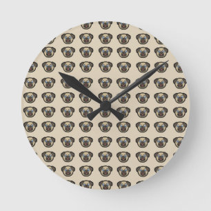 Oodles of Pugs Round Clock