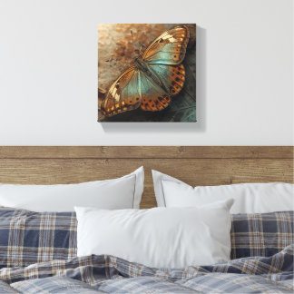 oody Iridescent Butterfly Macro Gold Canvas Art