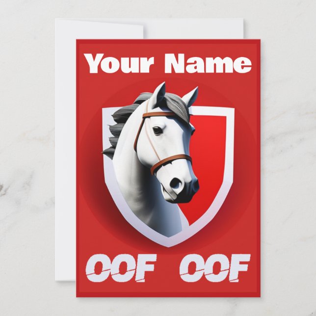 Oof Roblox Funny Meme Red White Horse Invitation (Front)