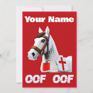 Oof Roblox Funny Meme Red White Horse Invitation