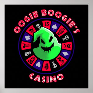 Oogie Boogies Casino  Roulette Wheel in Black Ligh Poster