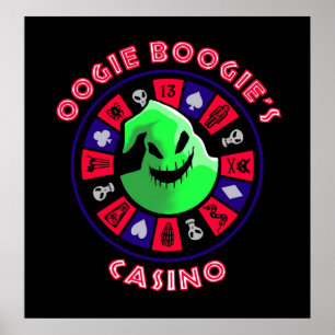 Oogie Boogies Casino Roulette Wheel in Black Ligh Poster