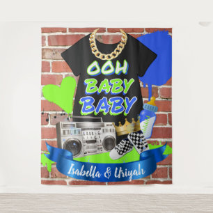 Ooh Baby Baby Hip Hop Baby Shower Photo Backdrop Tapestry