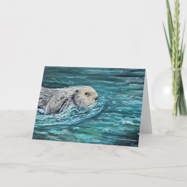 Ooh Goody Lunchtime Sea Otter Painting Card (Front)