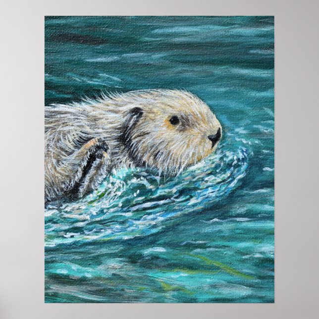 Ooh Goody Lunchtime Sea Otter Painting Poster (Front)