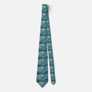Ooh Goody Lunchtime Sea Otter Painting Tie