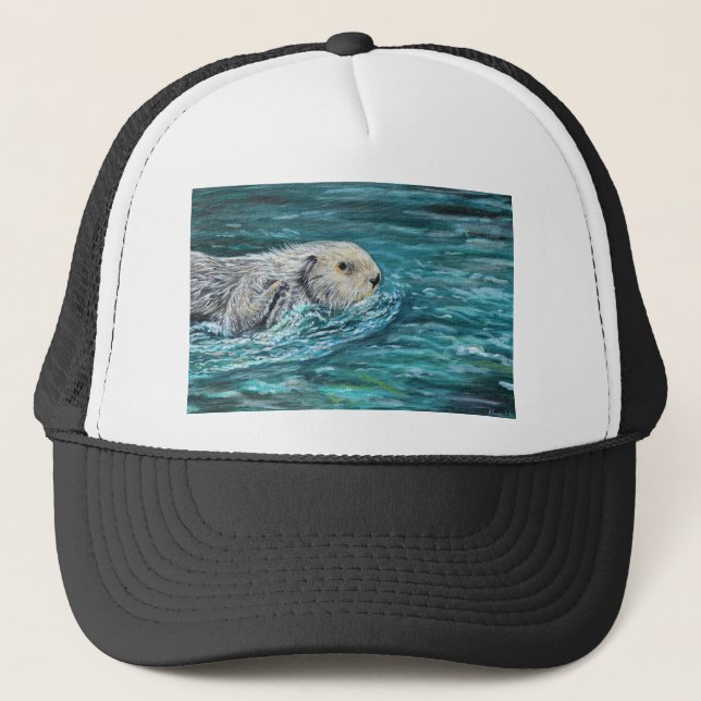 Ooh Goody Lunchtime Sea Otter Painting Trucker Hat (Front)