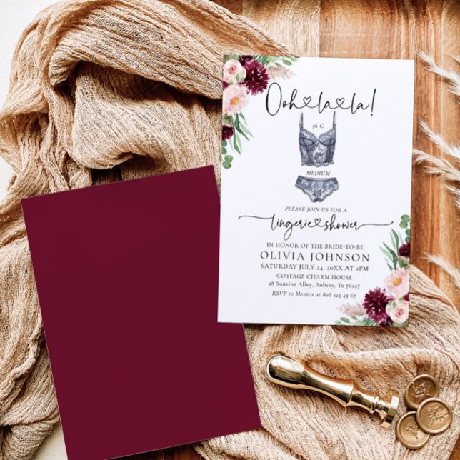 Ooh la la Bra Lingerie Bridal Shower Invitation (Creator Uploaded)