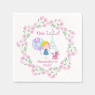 Ooh La La! French Girl & Pink Poodle Paper Napkin