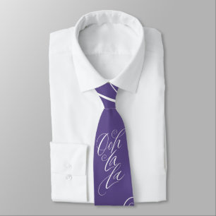 Ooh La La Lettering Artistic Ultra Violet Purple Tie