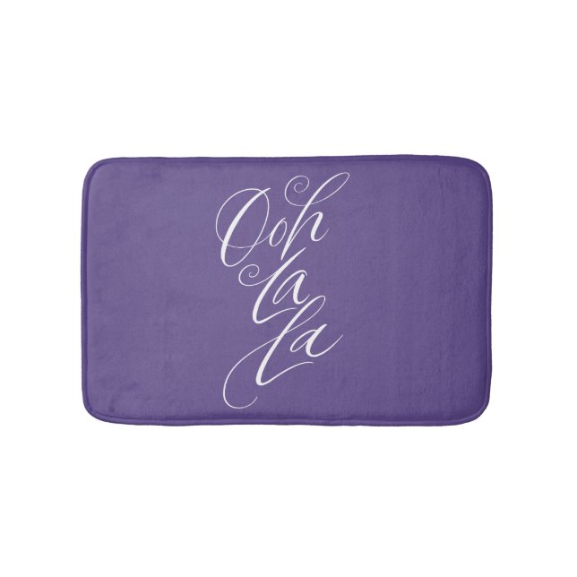 Ooh La La Lettering Ultra Violet Purple Colour Bath Mat (Front)