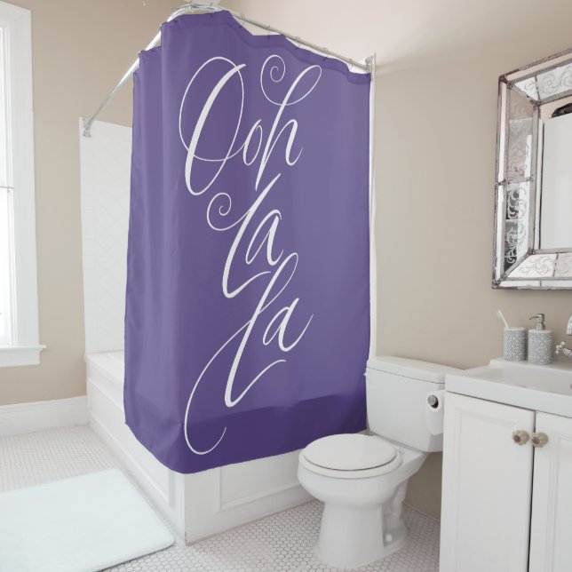 Ooh La La Lettering Ultra Violet Purple Year Colou Shower Curtain (In Situ)