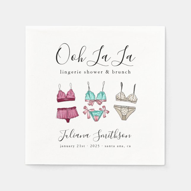 Ooh La La Lingerie Bridal Shower Napkin (Front)