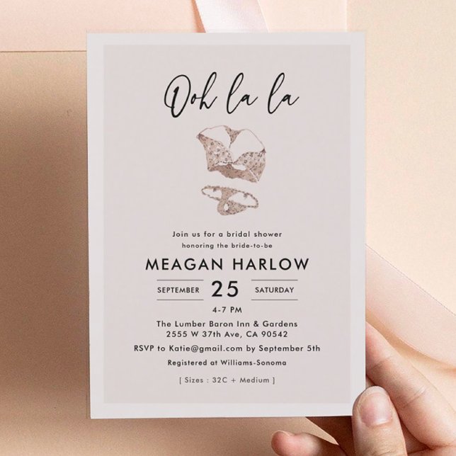 Ooh La La Lingerie Bridal Shower Shower Invitation (Creator Uploaded)