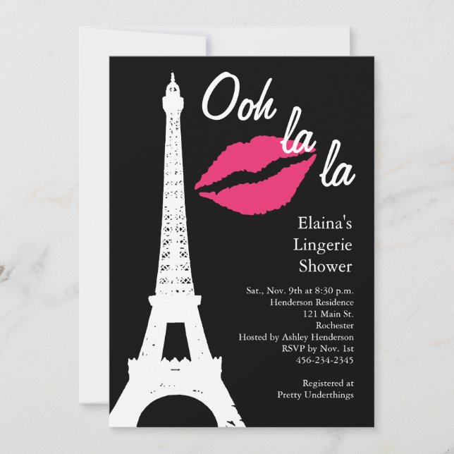 Ooh la la! Lingerie Shower Invitation (Front)