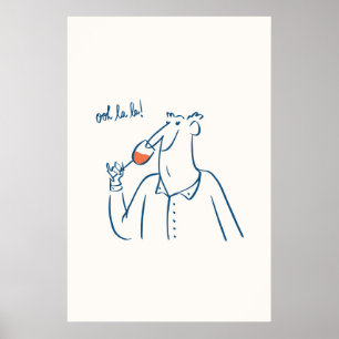 Ooh La La Man Sniffing Wine Glass Print Elegant