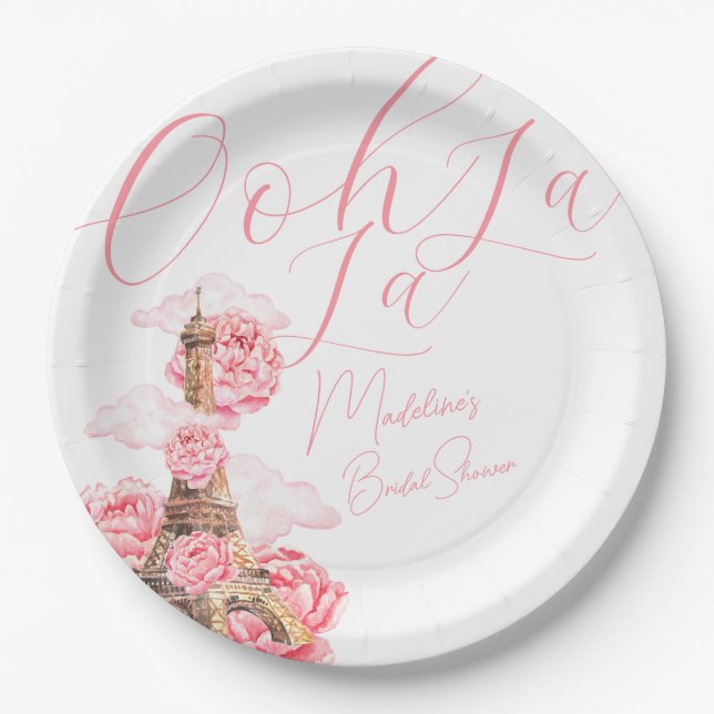 Ooh La La Paris Bridal Shower Paper Plate (Front)