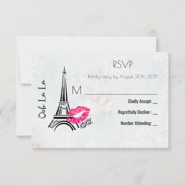 Ooh La La Paris Eiffel Tower Vintage RSVP (Front)