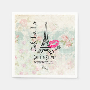 Ooh La La Paris Eiffel Tower Vintage Wedding Napkin