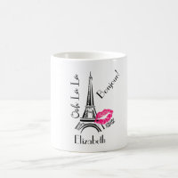 Ooh La La Paris Eiffel Tower with Pink Lips