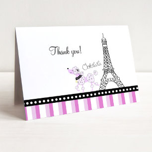 Ooh La La Paris French Poodle Eiffel Thank You Card