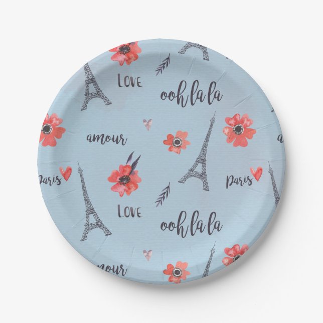 Ooh la la Paris Paper Plates (Front)